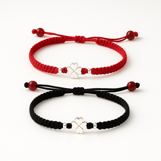 Porte-Bonheur - Bracelet Tressé Trèfle à 4 Feuilles - Bijou Mon Amour