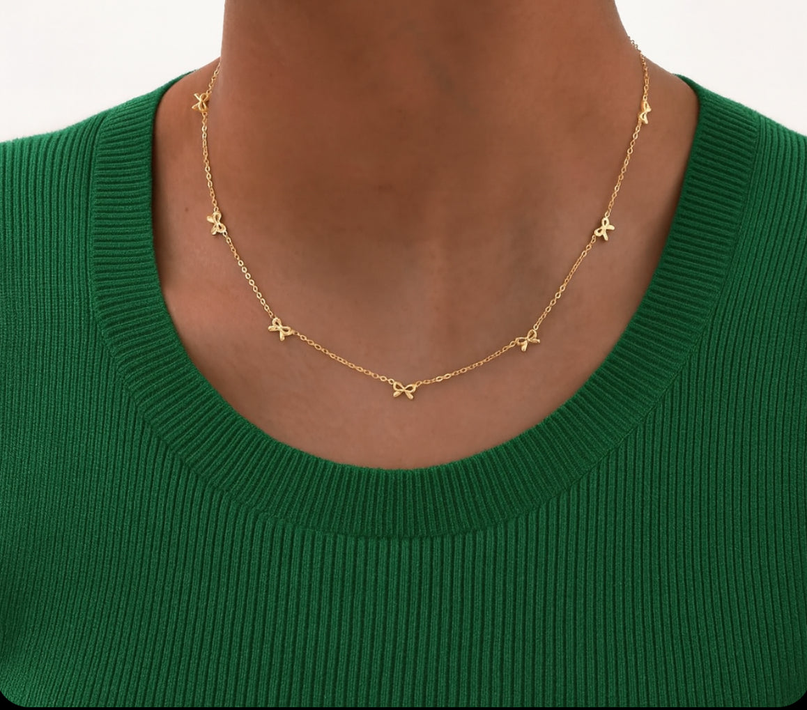 Collier Choker Nœud Papillon Acier Inoxydable à Maillons Fins - Bijou Mon Amour