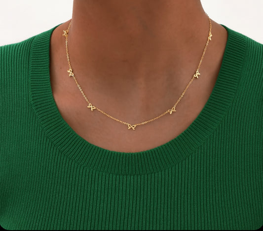 Collier Choker Nœud Papillon Acier Inoxydable à Maillons Fins - Bijou Mon Amour