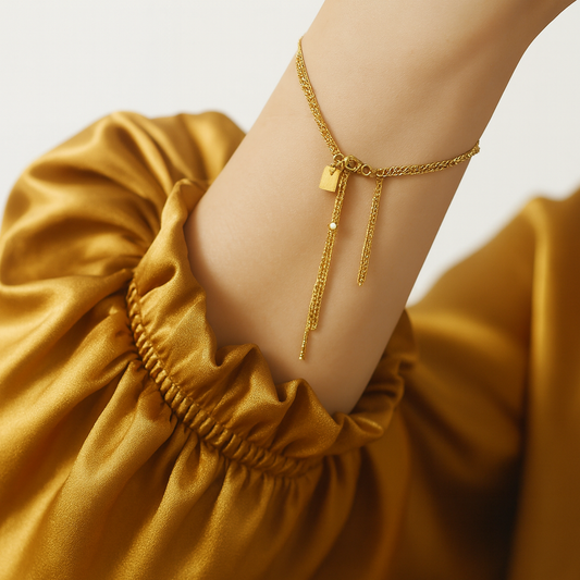 Bracelet Franges Étincelantes Trois Rangs – Acier Inoxydable Plaqué Or 18K - Bijou Mon Amour