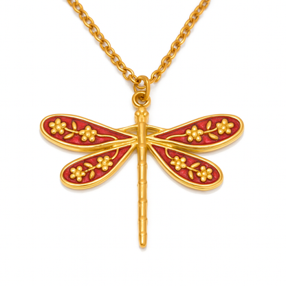 Collier libellule Coloré en Acier Inoxydable & Émail - Bijou Mon Amour
