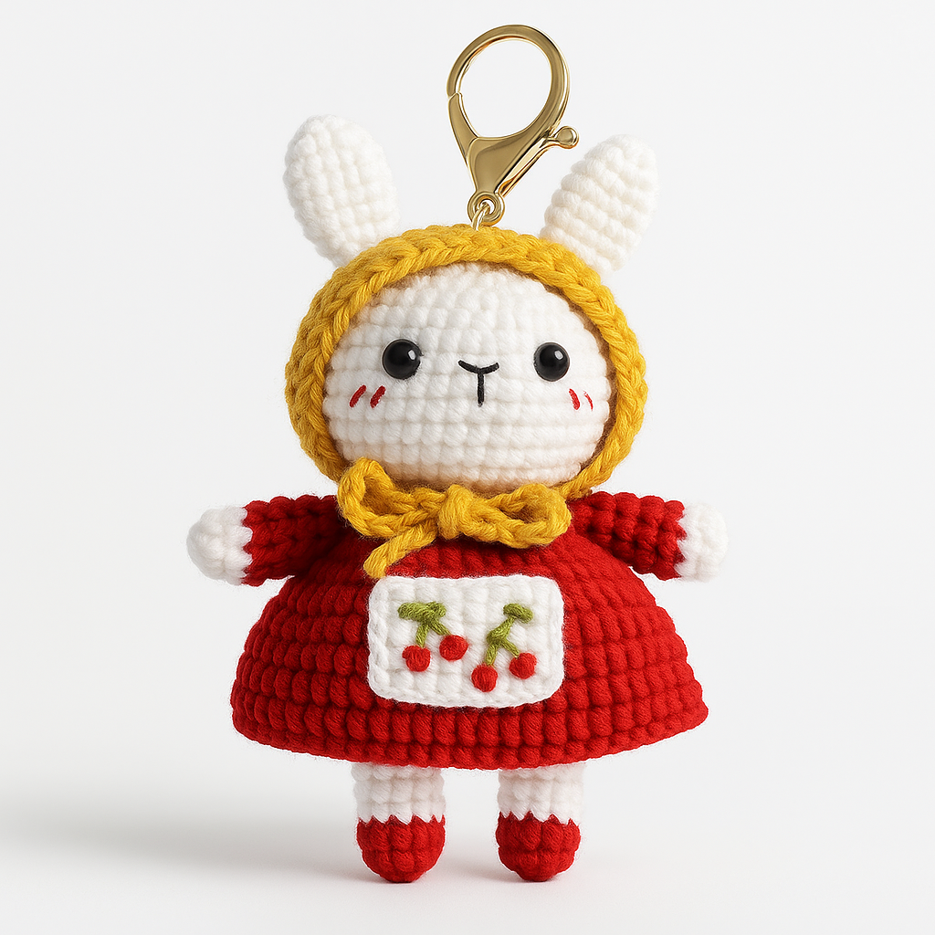 Porte-clés en Crochet Fait Main réassurance & repère- Famille lapin - Bijou Mon Amour