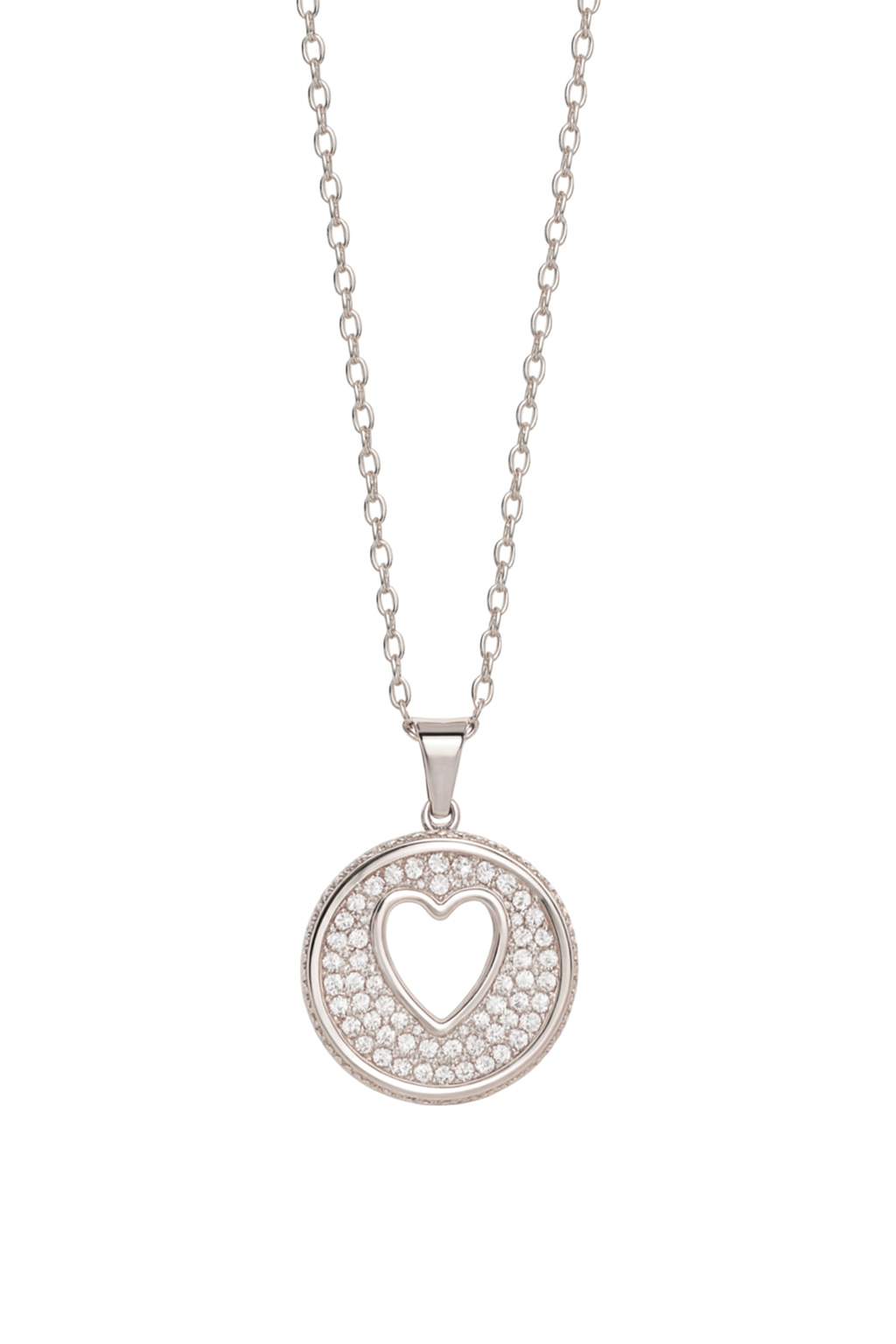 Collier en acier inoxydable et zirconium – L’amour au centre - Bijou Mon Amour