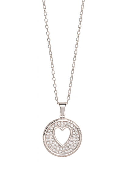 Collier en acier inoxydable et zirconium – L’amour au centre - Bijou Mon Amour