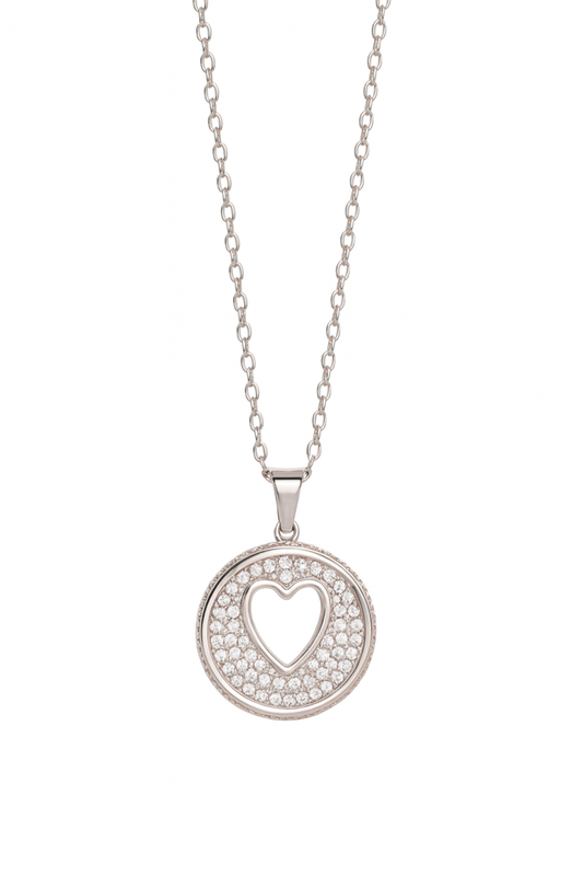 Collier en acier inoxydable et zirconium – L’amour au centre - Bijou Mon Amour