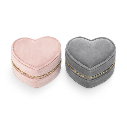 Boîte à Bijoux en Velours premium – Forme Cœur avec Fermeture Zippée - Bijou Mon Amour