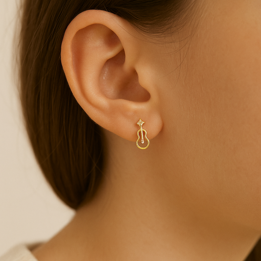 Boucles d’Oreilles Notes Musicales & Violoncelle – Or Massif 583/1000 - Bijou Mon Amour