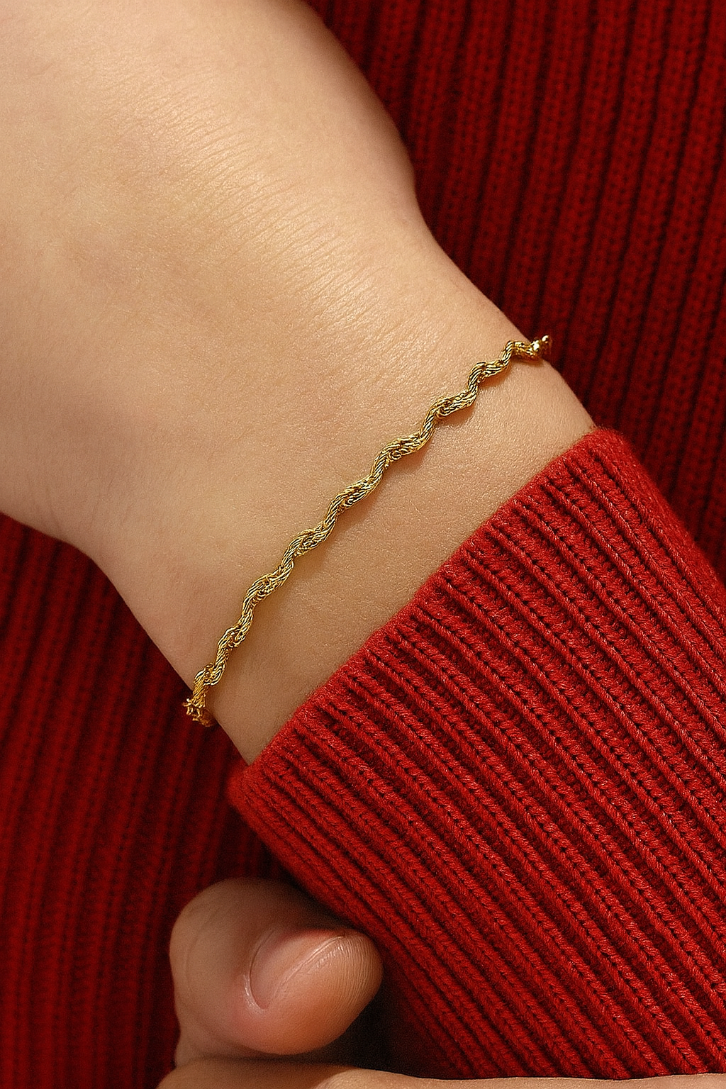Bracelet Chaîne Ondulée acier inoxydable Plaqué Or PVD - Bijou Mon Amour