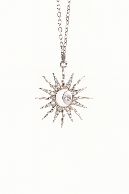 Collier en acier inoxydable serti de zirconium Soleil Fleuri – L’éclat de l'optimisme - Bijou Mon Amour