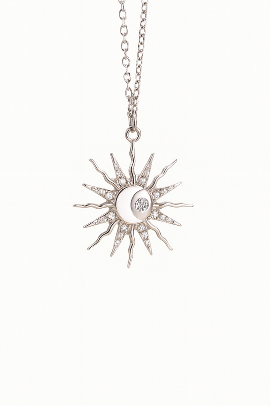 Collier en acier inoxydable serti de zirconium Soleil Fleuri – L’éclat de l'optimisme - Bijou Mon Amour