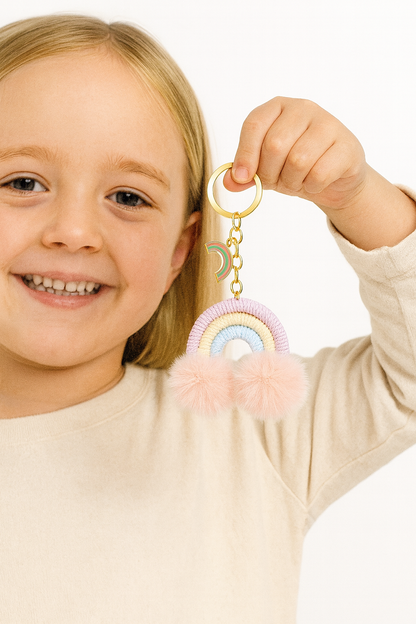  Porte-clés Pompon Arc-en-Ciel – Coloré & Fun - Bijou Mon Amour