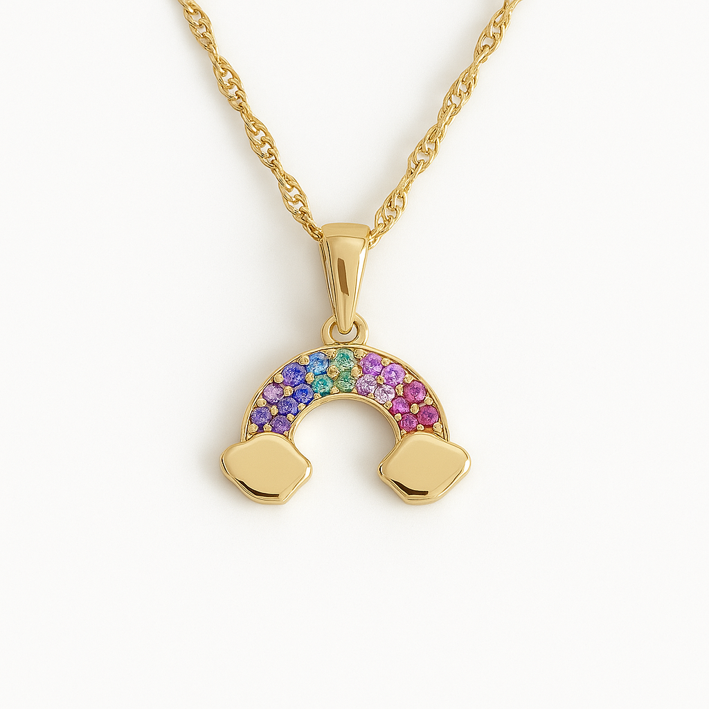 Collier Arc-en-Ciel en Or 375/1000 Symbole d’Espoir et de Joie - Bijou Mon Amour