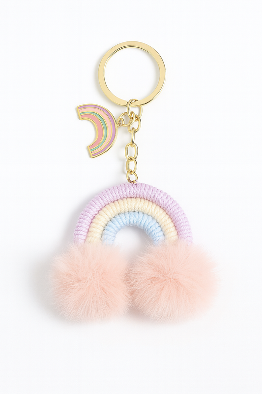  Porte-clés Pompon Arc-en-Ciel – Coloré & Fun - Bijou Mon Amour