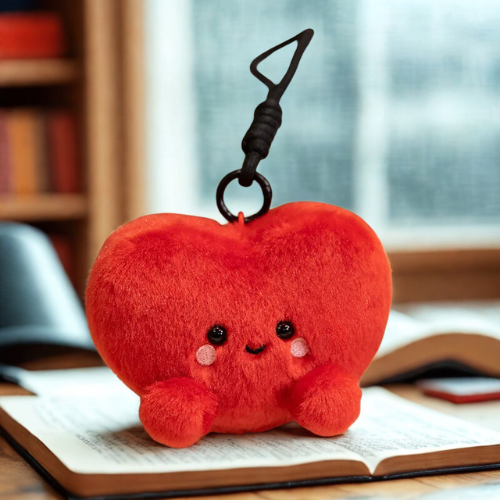 Mini Peluche porte-clés Kawaii – Cœur souriant - Bijou Mon Amour