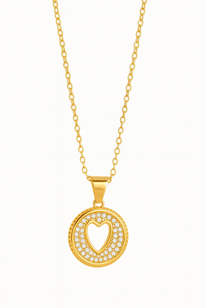 Collier en acier inoxydable et zirconium – L’amour au centre - Bijou Mon Amour