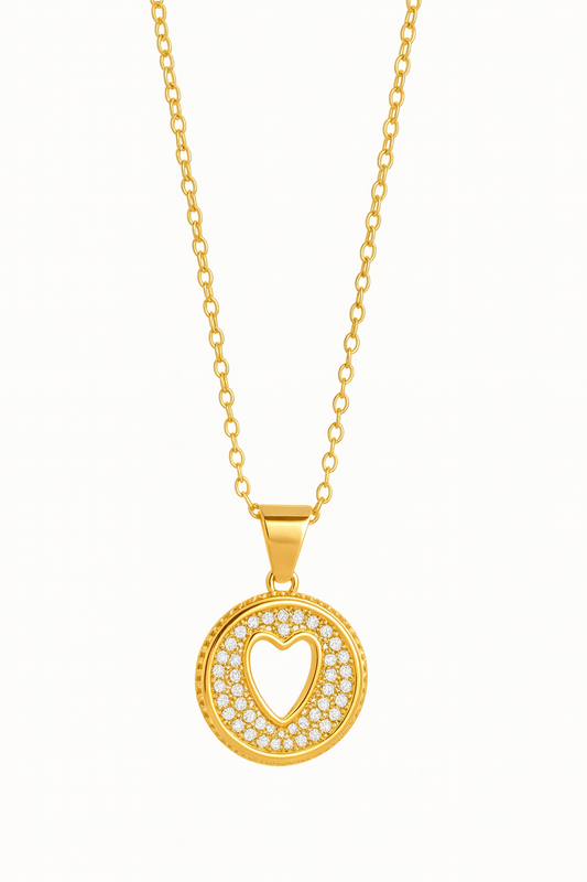 Collier en acier inoxydable et zirconium – L’amour au centre - Bijou Mon Amour