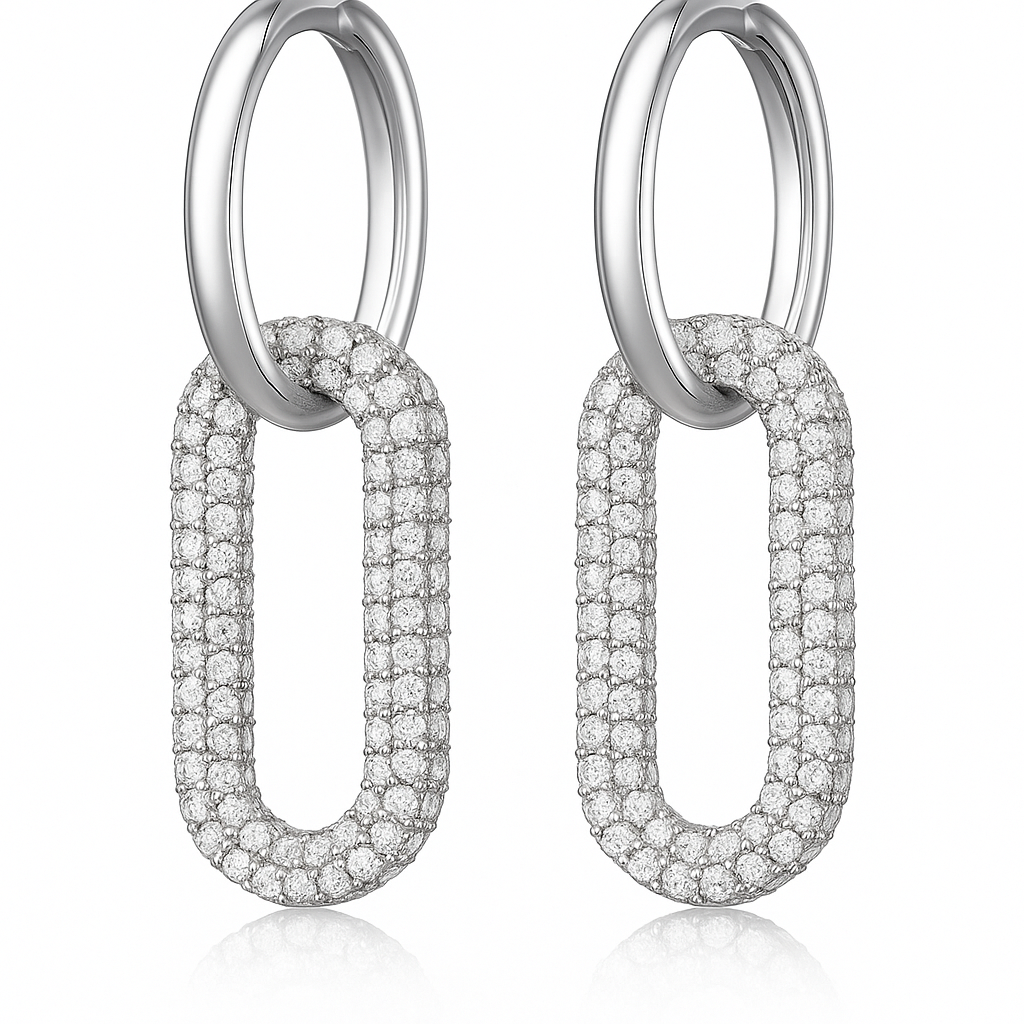 Boucle d'oreilles en acier inoxydable et zirconium blanc Éclat Confiance - Bijou Mon Amour
