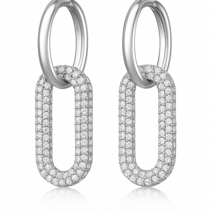 Boucle d'oreilles en acier inoxydable et zirconium blanc Éclat Confiance - Bijou Mon Amour