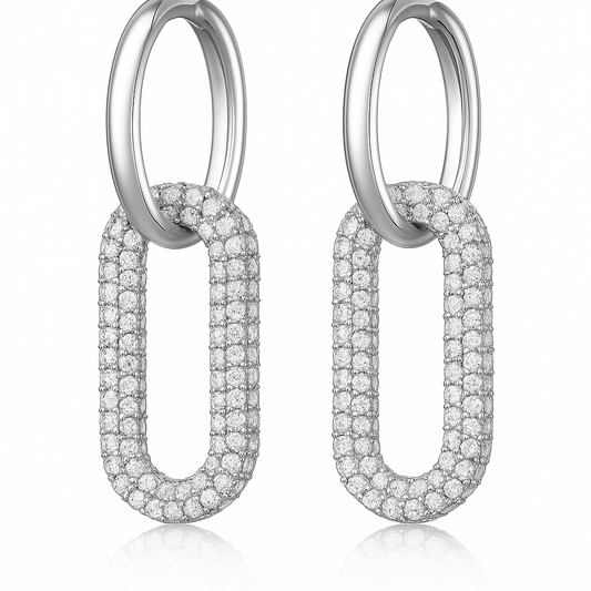 Boucle d'oreilles en acier inoxydable et zirconium blanc Éclat Confiance - Bijou Mon Amour