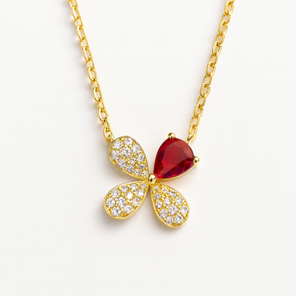 Collier trèfle étincelant en Argent sterling 925 et zirconium premium rouge – Un bijou délicat plein de poésie - Bijou Mon Amour