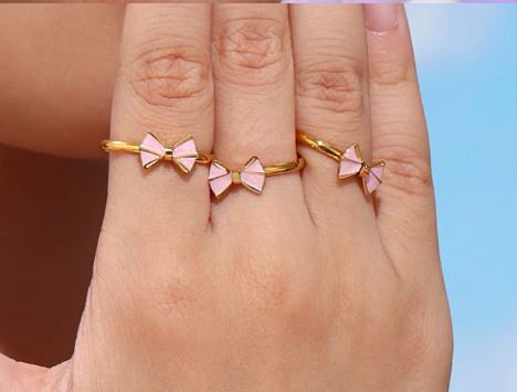 Parure en acier inoxydable Nœud Rose Enchanté - Bijou Mon Amour