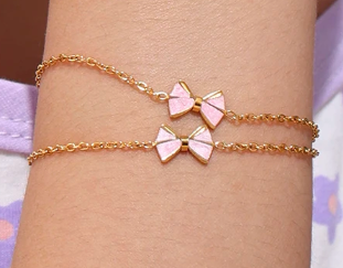 Parure en acier inoxydable Nœud Rose Enchanté - Bijou Mon Amour
