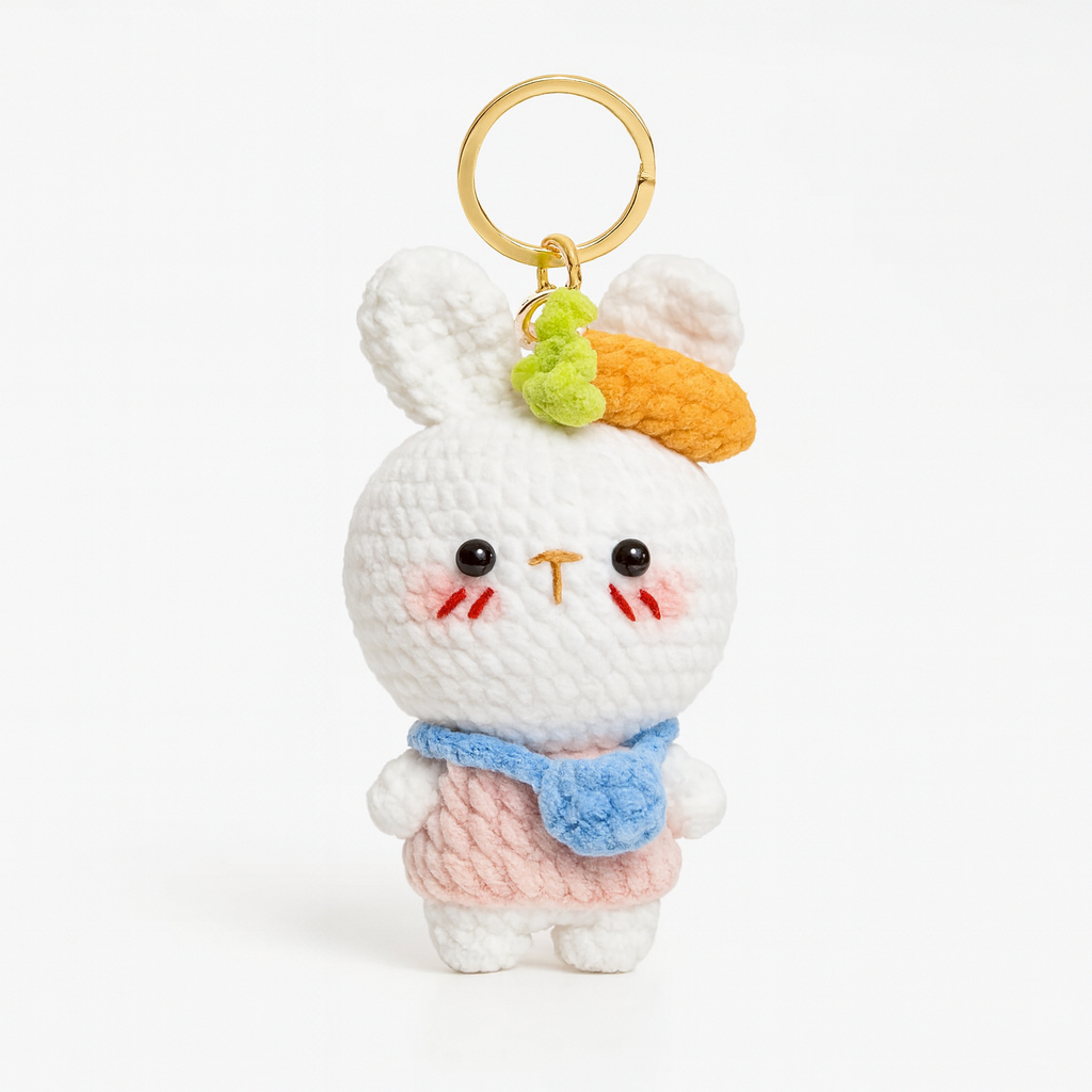 Porte-clés en Crochet Fait Main réassurance & repère- Famille lapin - Bijou Mon Amour