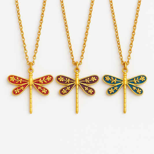 Collier libellule Coloré en Acier Inoxydable & Émail - Bijou Mon Amour