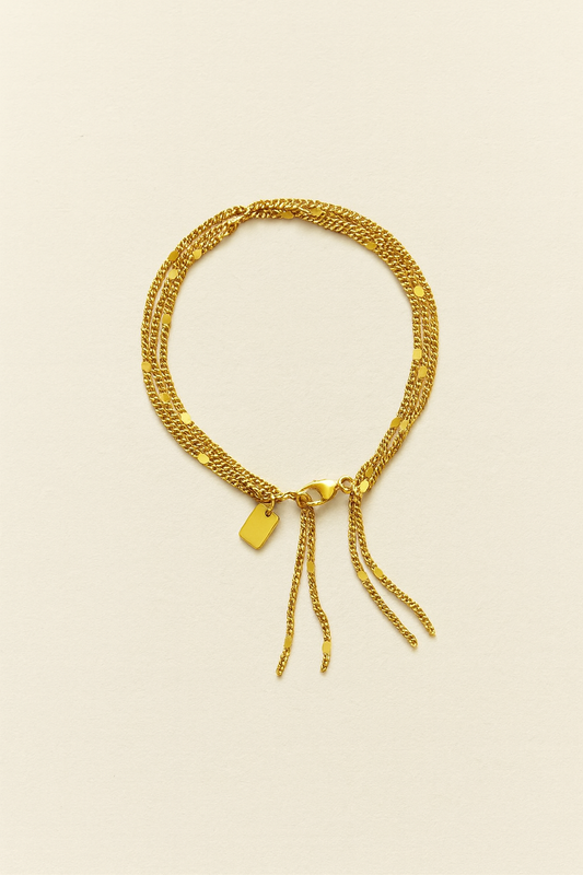 Bracelet Franges Étincelantes Trois Rangs – Acier Inoxydable Plaqué Or 18K - Bijou Mon Amour