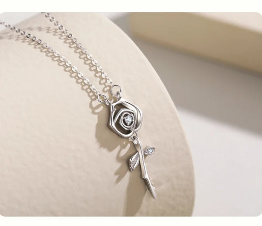 Collier Rose en Argent Sterling 925 & Zirconium - Bijou Mon Amour