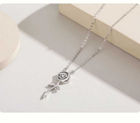 Collier Rose en Argent Sterling 925 & Zirconium - Bijou Mon Amour