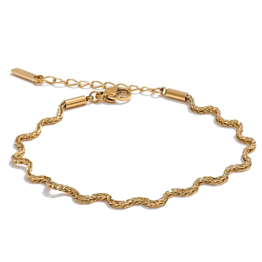 Bracelet Chaîne Ondulée acier inoxydable Plaqué Or PVD - Bijou Mon Amour