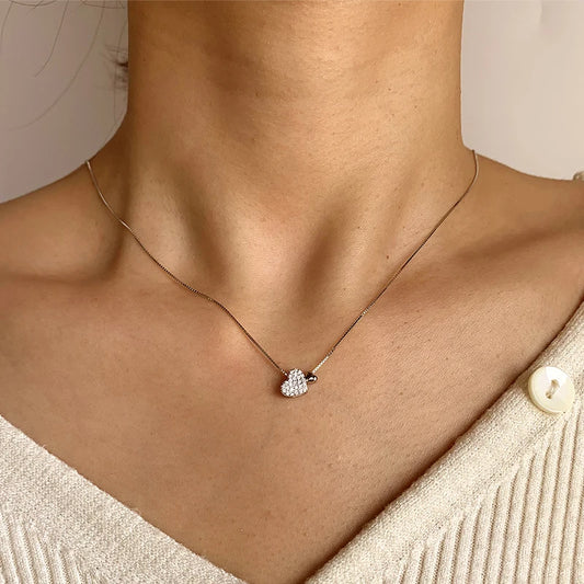 Collier en argent S925 et zirconium coeurs liés Délicatesse et émotion - Bijou Mon Amour