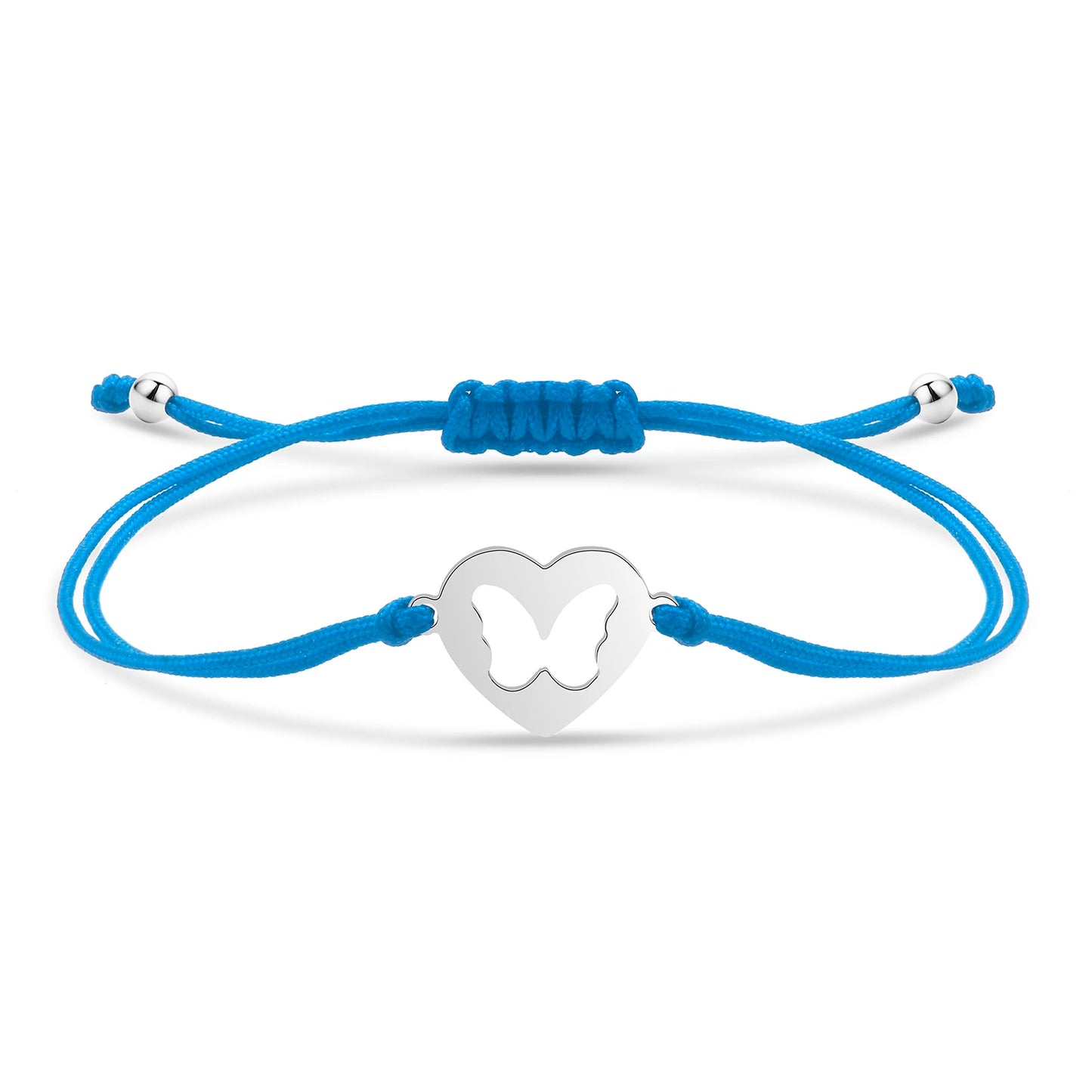 Bracelet papillon câlin en acier inoxydable et cordon ajustable en coton doux - Bijou Mon Amour