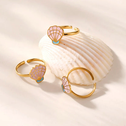 Parure de Bijoux Coquillage Rose & Acier Inoxydable plaqué or 18 carats - Bijou Mon Amour