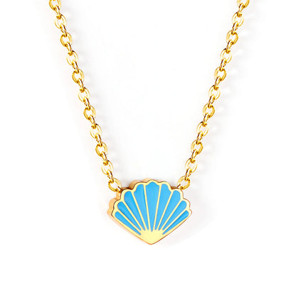Collier coquillage bleu en Acier Inoxydable - Bijou Mon Amour