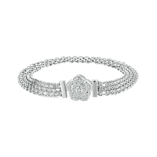 Bracelet en Argent Sterling 925 & Zirconium - Rose en fleur - Bijou Mon Amour