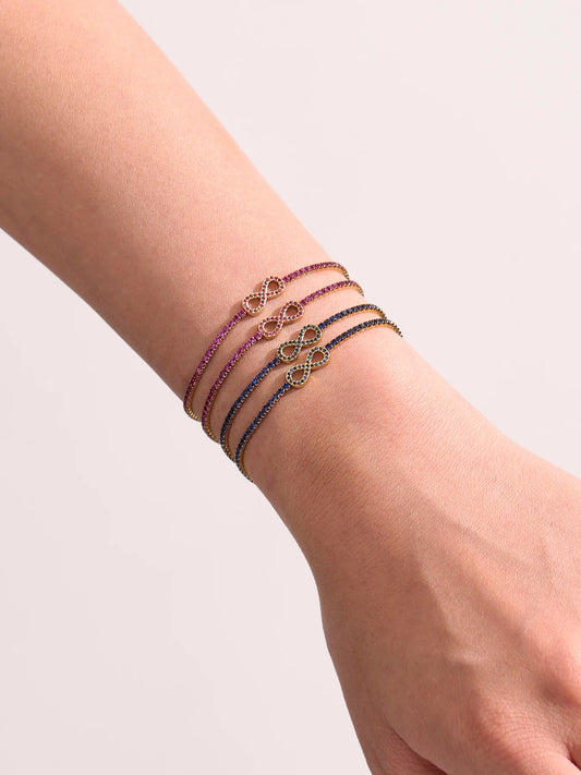Set infini en acier inoxydable plaqué or PVD avec Zirconium Colorés – Collier, Bracelet & Boucles d’Oreilles - Bijou Mon Amour