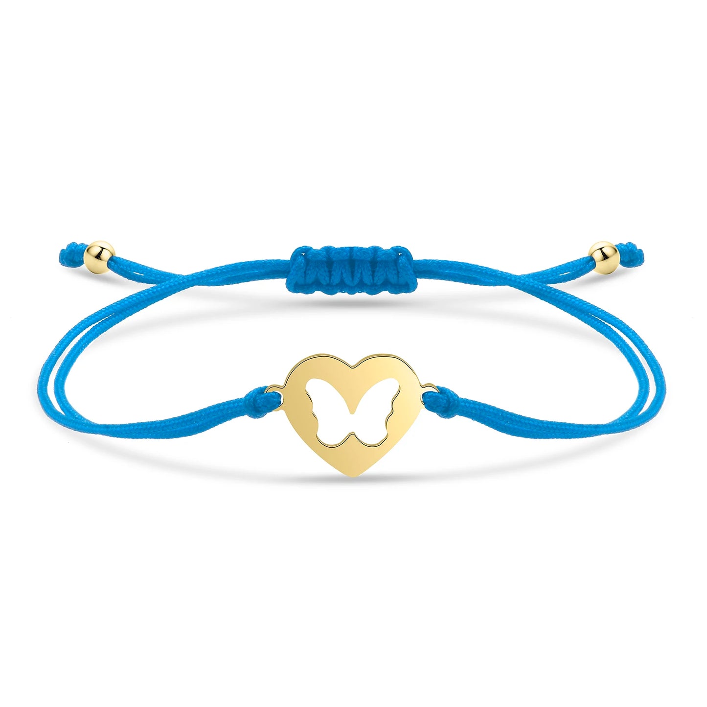 Bracelet papillon câlin en acier inoxydable et cordon ajustable en coton doux - Bijou Mon Amour