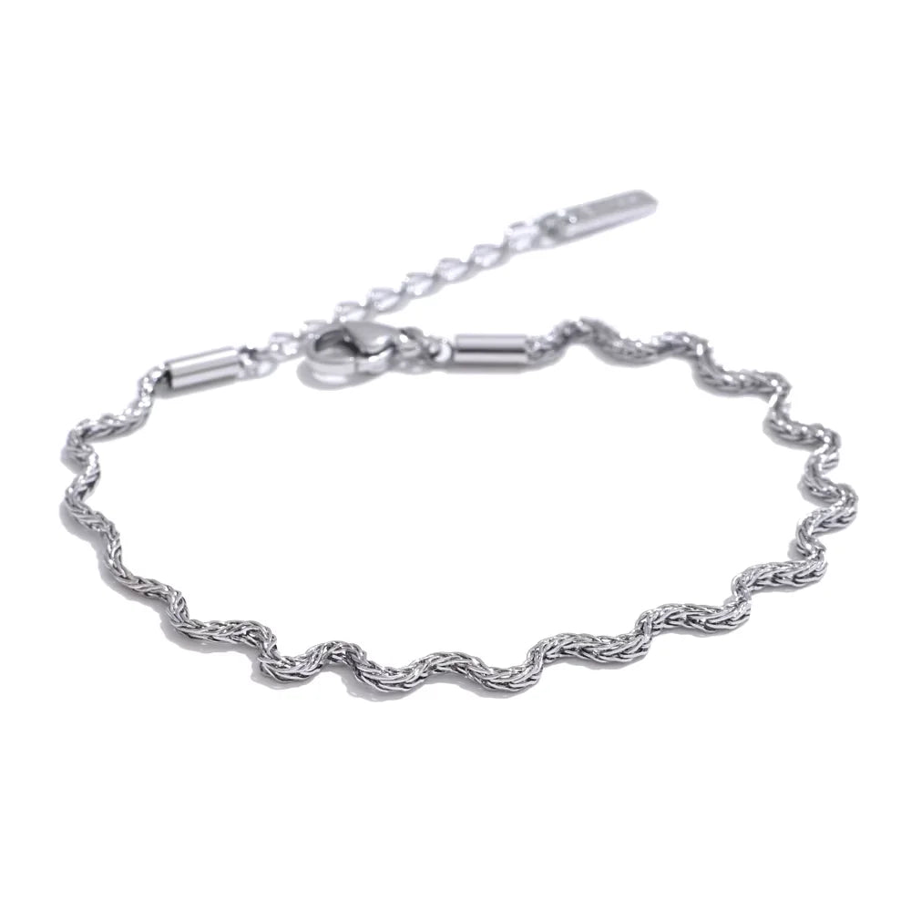 Bracelet Chaîne Ondulée acier inoxydable Plaqué Or PVD - Bijou Mon Amour