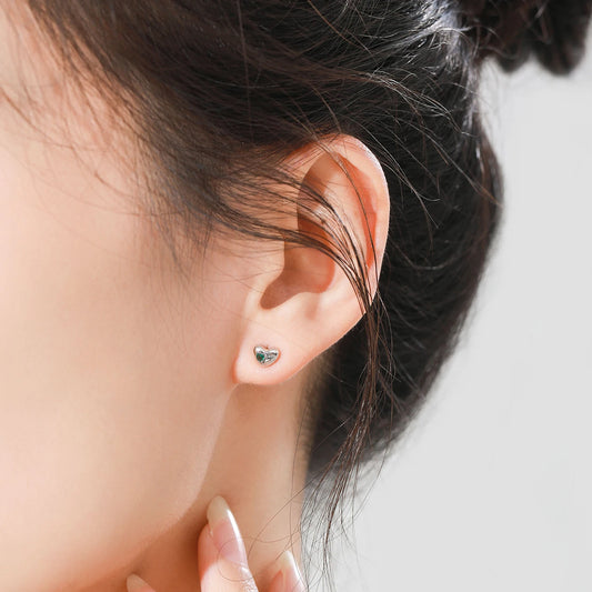 Boucles d’Oreilles en Argent Sterling 925 & Zirconium Petit coeur espoir - Bijou Mon Amour