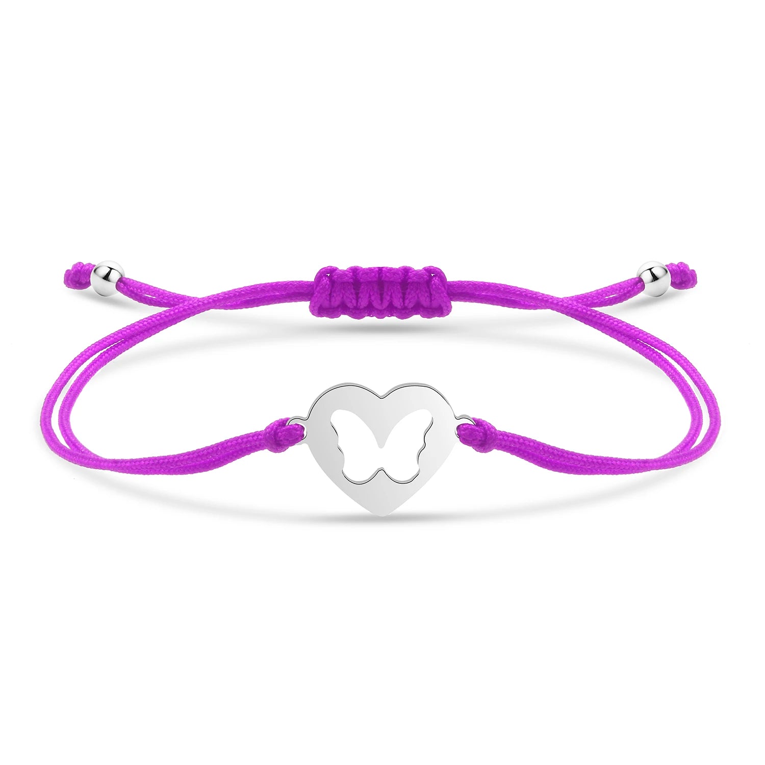 Bracelet papillon câlin en acier inoxydable et cordon ajustable en coton doux - Bijou Mon Amour