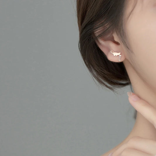 Boucles d’oreilles Chat en Argent Sterling 925 & Cristal - Bijou Mon Amour