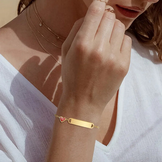 Bracelet personnalisable & ajustable avec coeur – Acier Inoxydable Hypoallergénique - Bijou Mon Amour