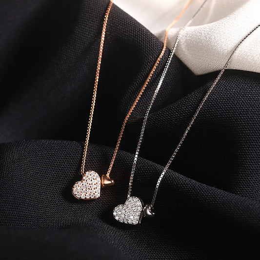 Collier en argent S925 et zirconium coeurs liés Délicatesse et émotion - Bijou Mon Amour