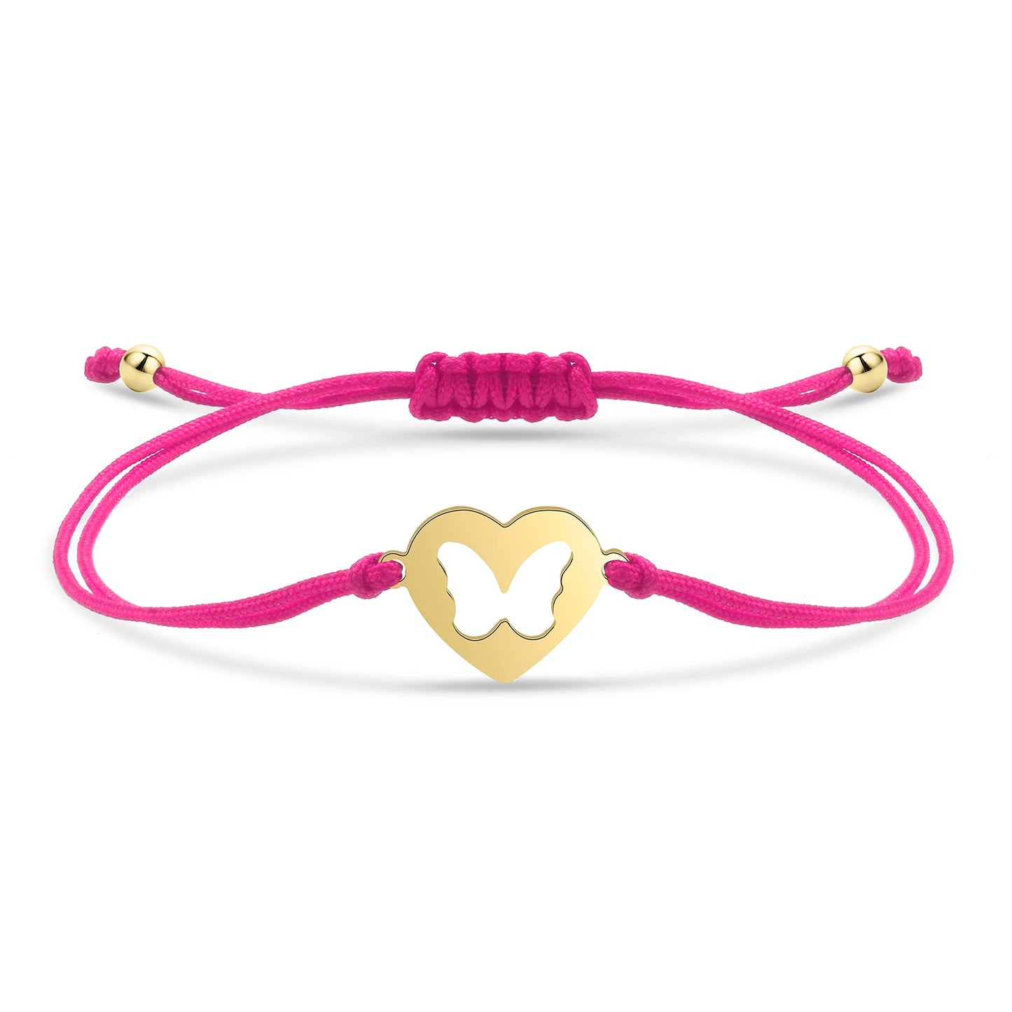 Bracelet papillon câlin en acier inoxydable et cordon ajustable en coton doux - Bijou Mon Amour