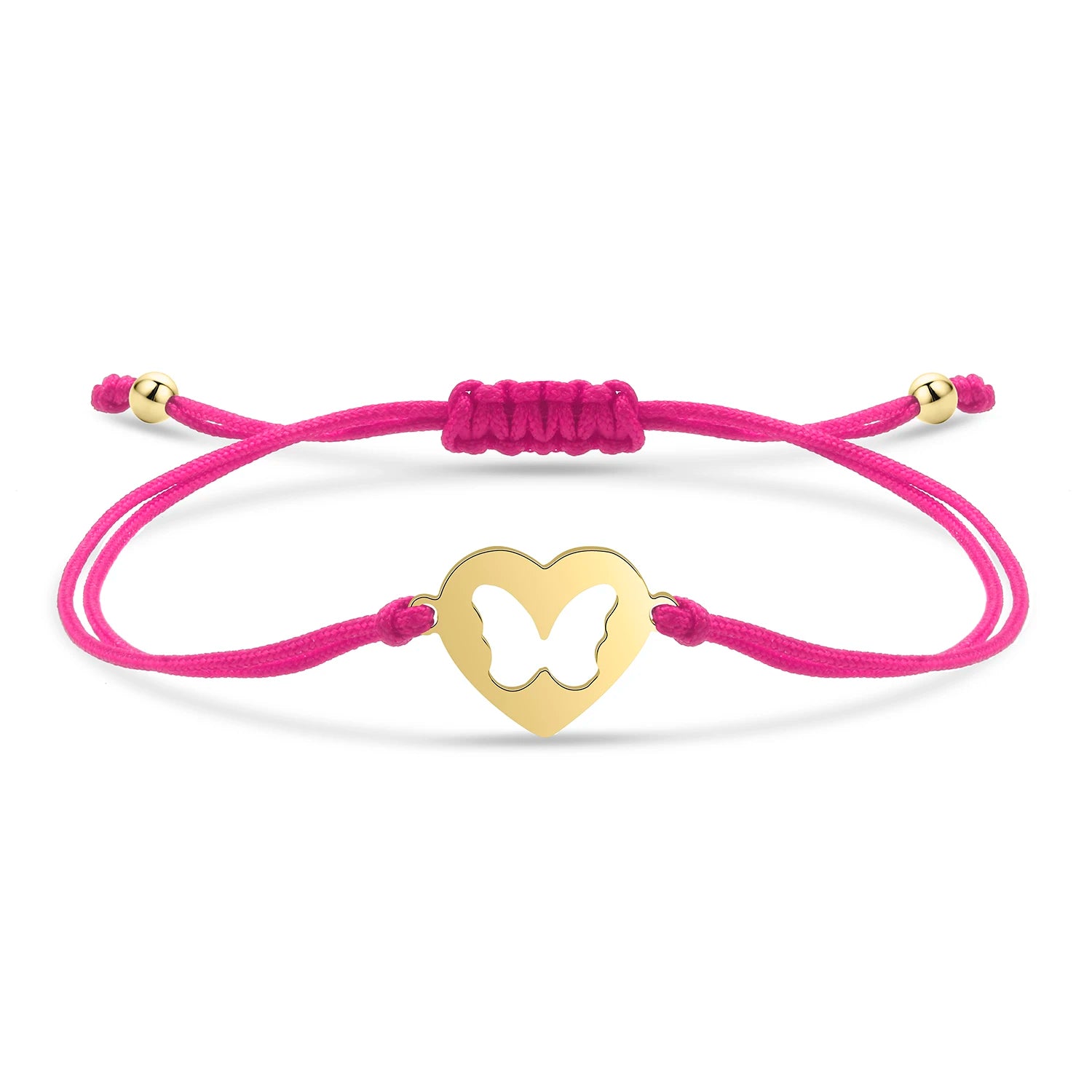Bracelet papillon câlin en acier inoxydable et cordon ajustable en coton doux - Bijou Mon Amour