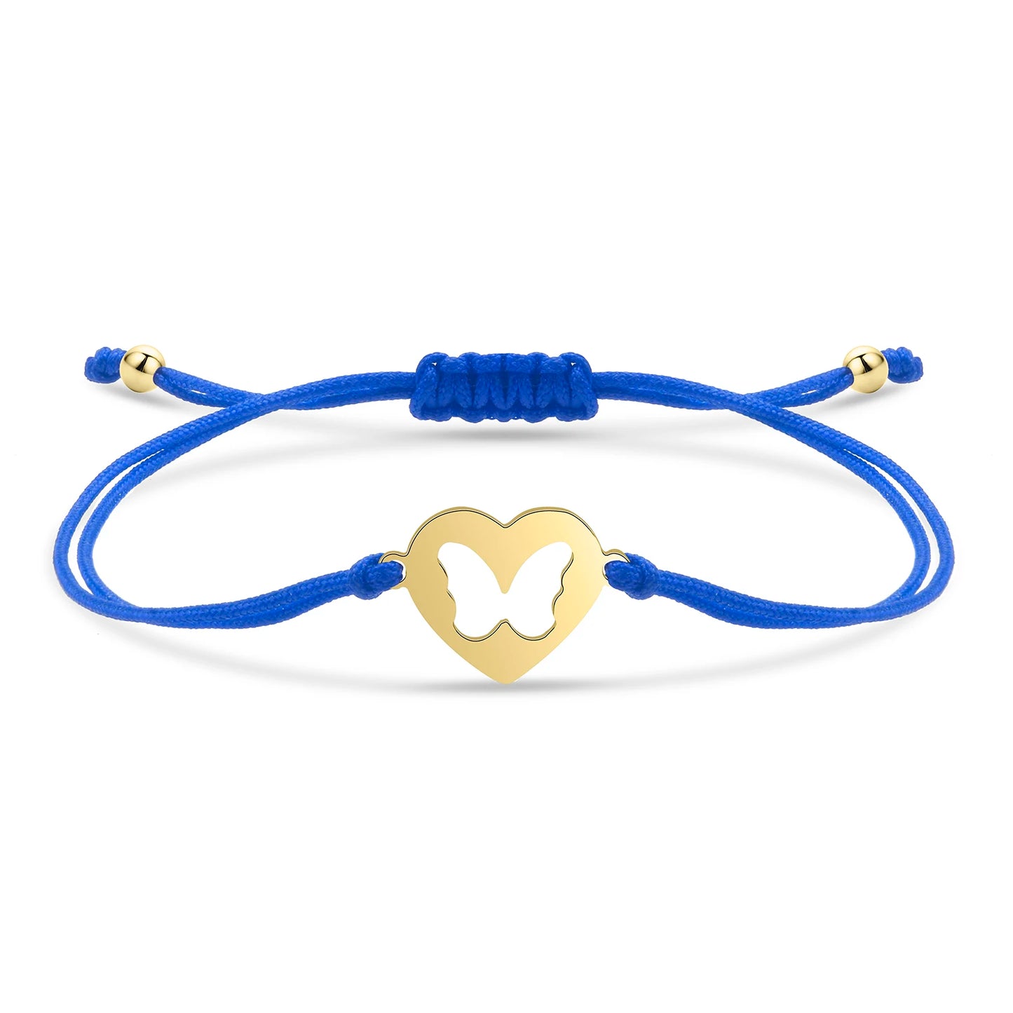 Bracelet papillon câlin en acier inoxydable et cordon ajustable en coton doux - Bijou Mon Amour