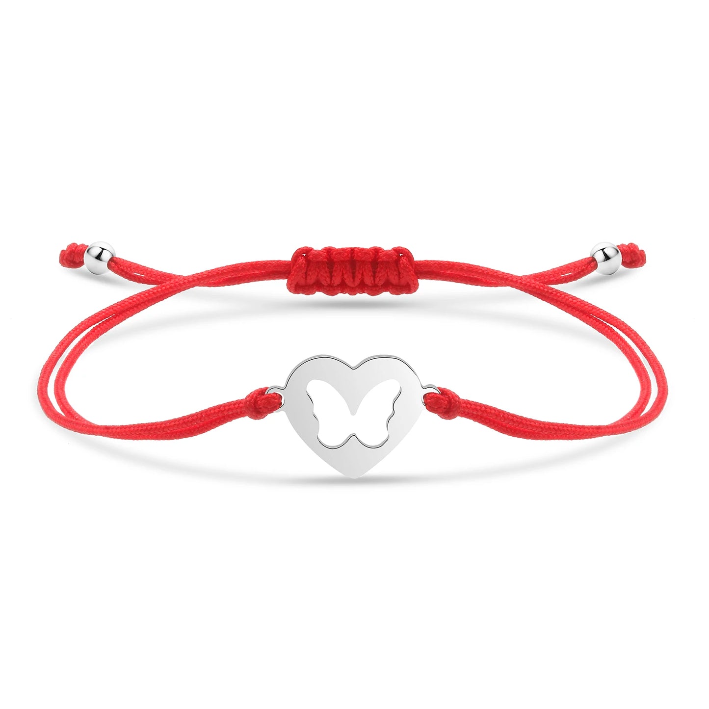 Bracelet papillon câlin en acier inoxydable et cordon ajustable en coton doux - Bijou Mon Amour