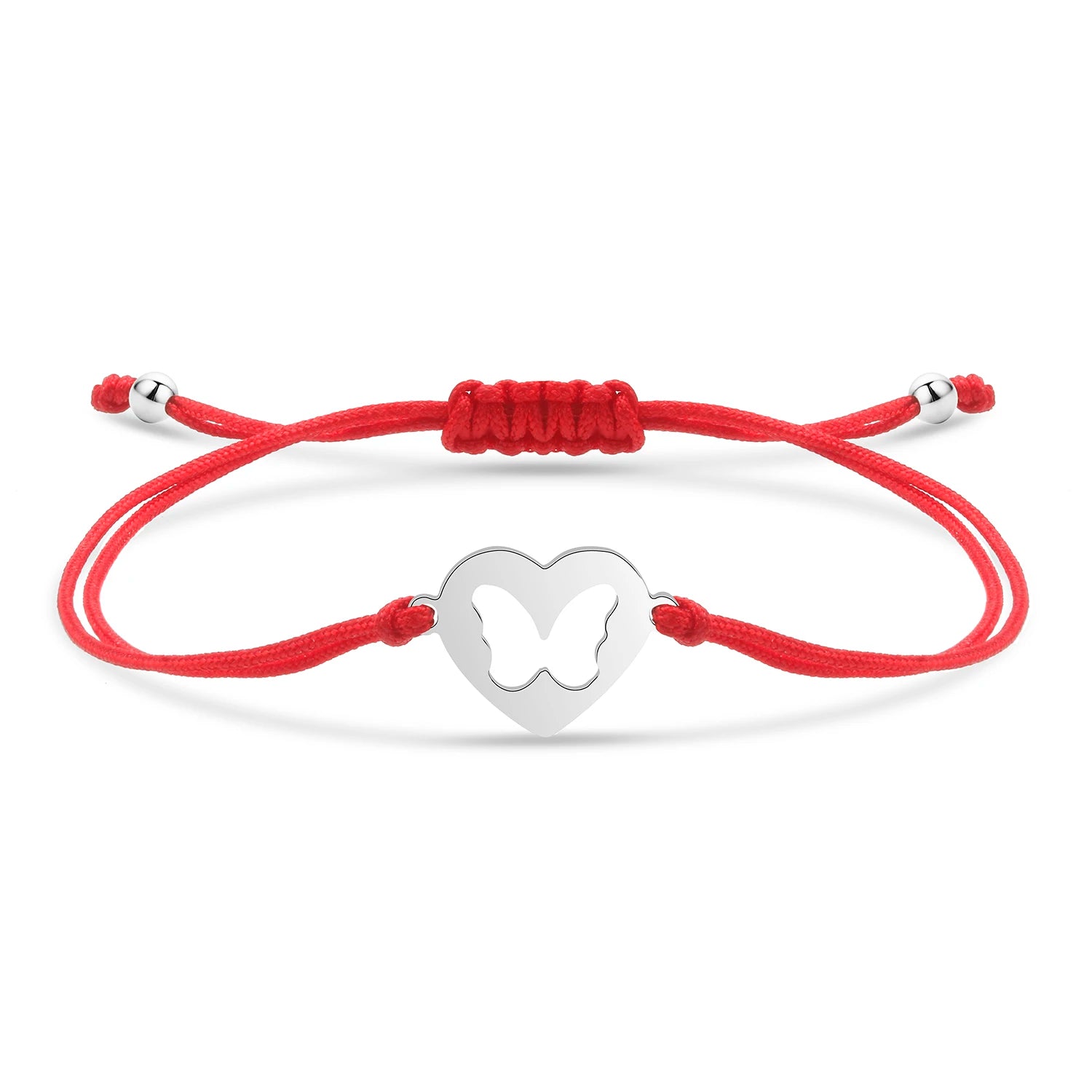 Bracelet papillon câlin en acier inoxydable et cordon ajustable en coton doux - Bijou Mon Amour